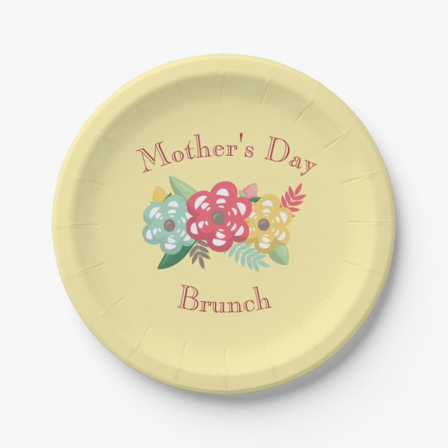 Yellow Floral Personalize Paper Plates (Front)