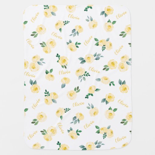 Yellow Floral Personalized Name blankets Zazzle