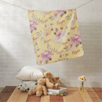 Yellow Floral Personalized Name blankets