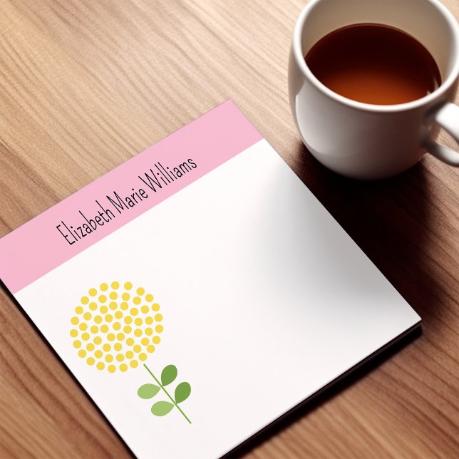Yellow Floral Personalized Post-it Notes (Creator Uploaded)