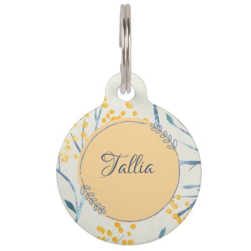 yellow floral pet tag