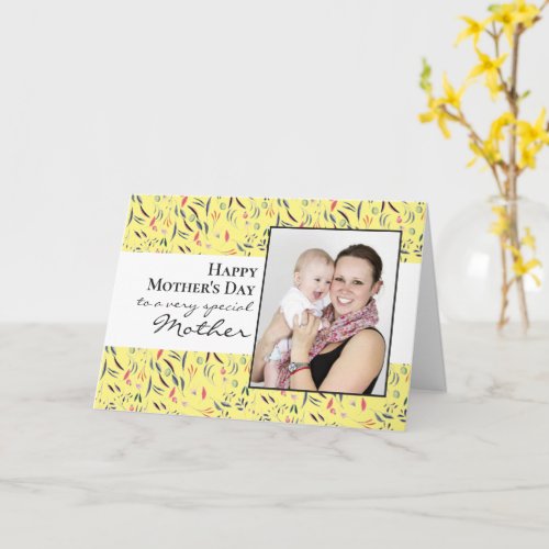 Yellow Floral Photo Happy Mothers Day Card