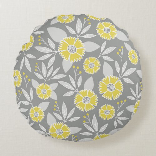 Yellow Floral Pillow Cover Gray and Yellow