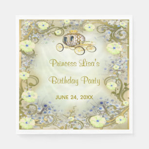 Yellow Floral Princess Enchanted Birthday Napkins