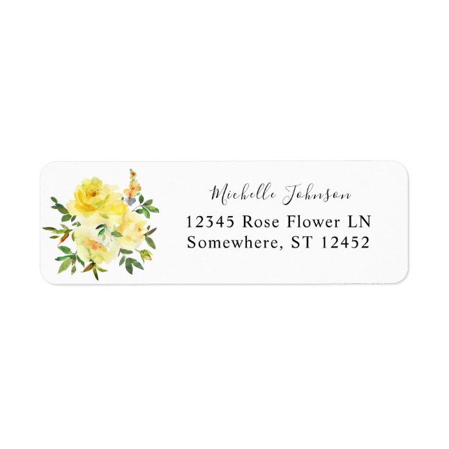 Yellow Floral Return Address Label (Front)