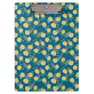 Yellow Floral Rose on blue Clipboard