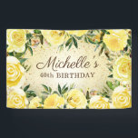 Yellow Floral Roses Gold Glitter 40th Birthday Banner<br><div class="desc">Elegant yellow roses/floral and gold glitter custom 40th birthday banner for women.   Personalize with the name and age of the guest of honor.  Contact us for assistance with customization or to request matching products.</div>