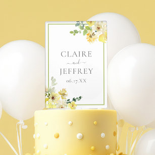 Yellow Floral Sage Green Welcome to Our Wedding Cake Topper