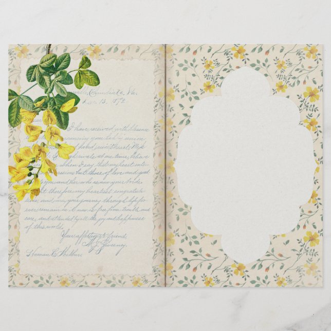 Yellow Floral Scrapbook Paper (Front)