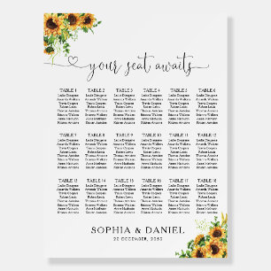 Yellow Floral Seating Chart Foam Board
