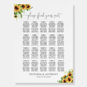 Yellow Floral Seating Chart Foam Board