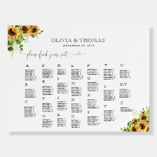 Yellow Floral Seating Chart Foam Board
