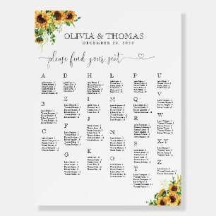 Yellow Floral Seating Chart Foam Board