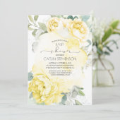 Yellow Floral Soft Greenery Baby Shower Invitation (Standing Front)