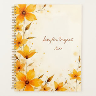 Yellow Floral Spiral-bound Abstract Botanical Planner