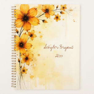 Yellow Floral Spiral-bound Summer Botanical Planner