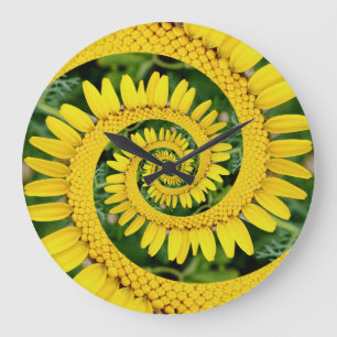 Yellow Floral Spiral Clock