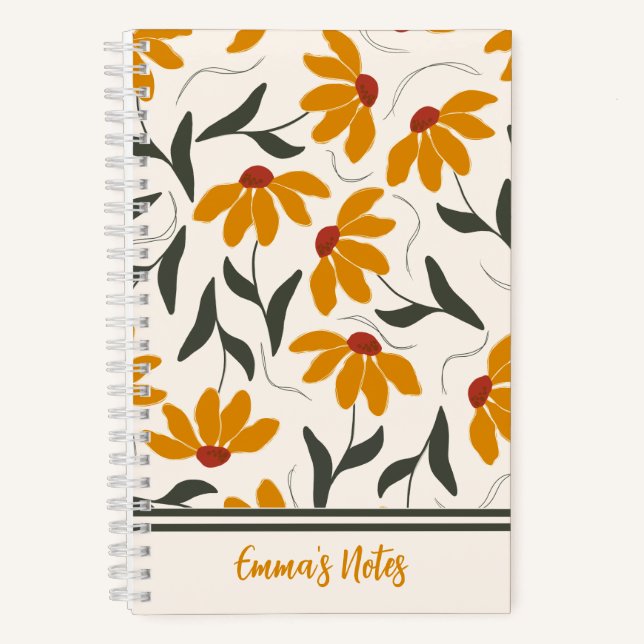 Yellow floral spiral notebook | Journal (Front)