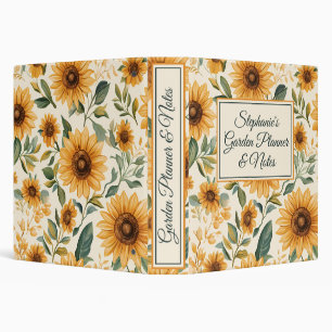 Yellow Floral Sunflowers 3 Ring Binder