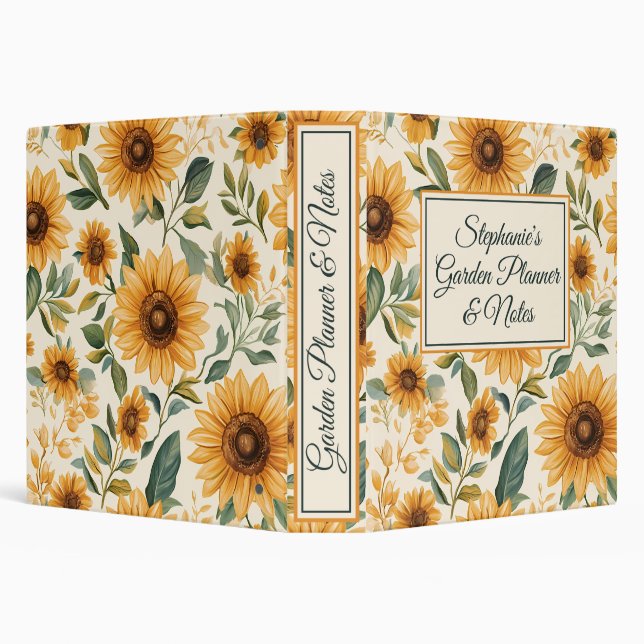 Yellow Floral Sunflowers 3 Ring Binder (Background)