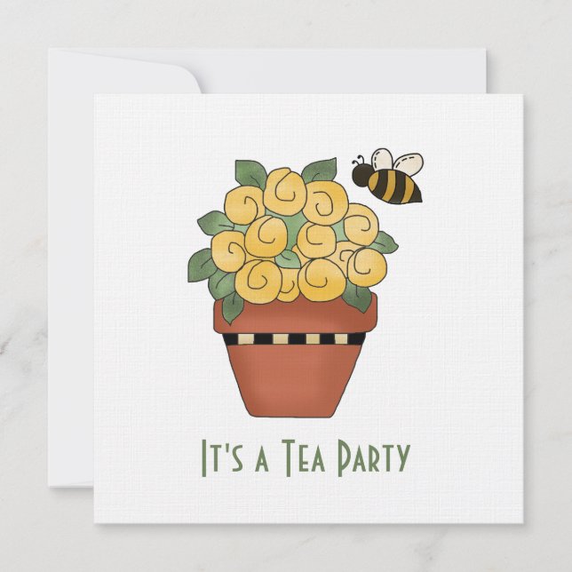 Yellow Floral Tea Party Invitation (Front)