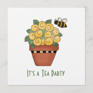 Yellow Floral Tea Party Invitation