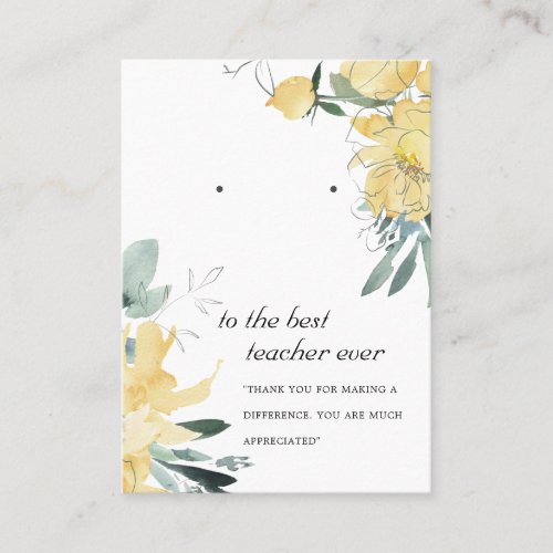 YELLOW FLORAL TEACHER GIFT EARRING DISPLAY CARD