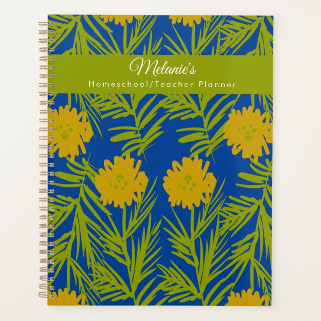 Yellow Floral Teacher School Homeschool  Planner (Front)