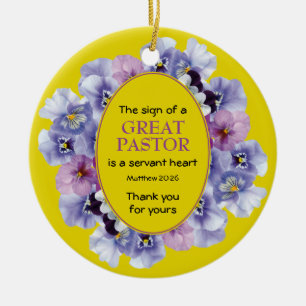 Yellow Floral THANK YOU Pastor Appreciation Ceramic Ornament