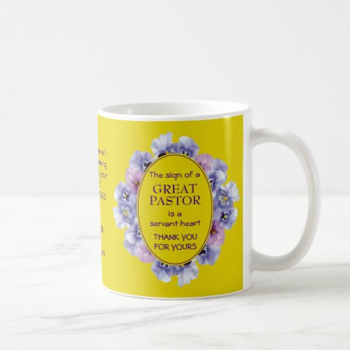 Yellow Floral THANK YOU Pastor Appreciation Coffee Mug