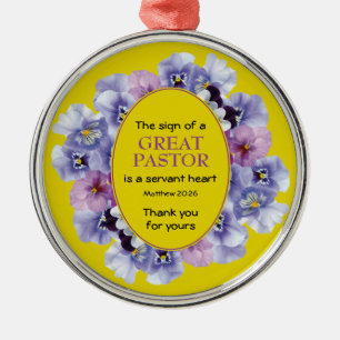 Yellow Floral THANK YOU Pastor Appreciation Metal Ornament