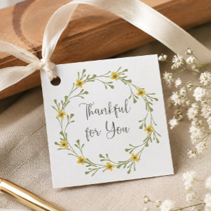 Yellow Floral Thankful for You Favor Tags