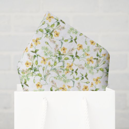 Yellow Floral Tissue Paper, Decoupage Flowers Paper