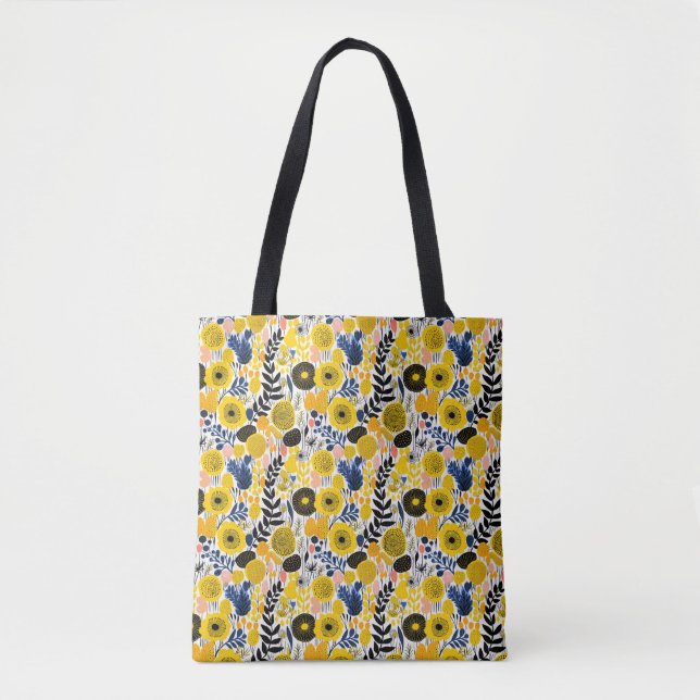 Yellow Floral Tote Bag (Front)