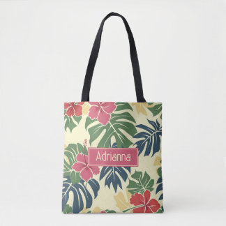 Yellow Floral Tropical Tote Bag