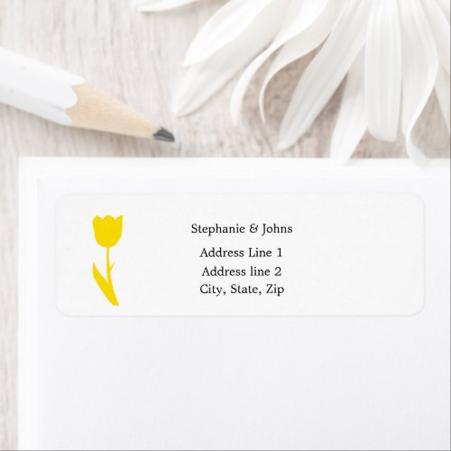 Yellow Floral Tulips White Simple Elegant Custom Label