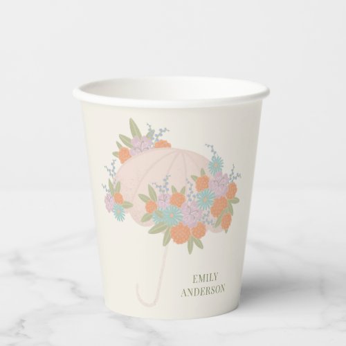 Yellow Floral Umbrella Colorful Baby Shower Paper Cups