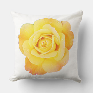 Yellow Floral Vintage Rose Flower Gift Favor Throw Pillow