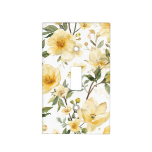 Yellow Floral Watercolor Botanical Garden Light Switch Cover
