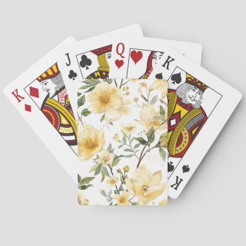 Yellow Floral Watercolor Botanical Garden Poker Cards