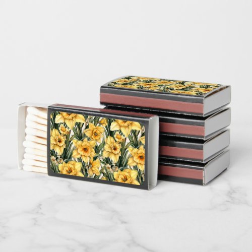 Yellow Floral Watercolor Daffodil Easter Matchboxes