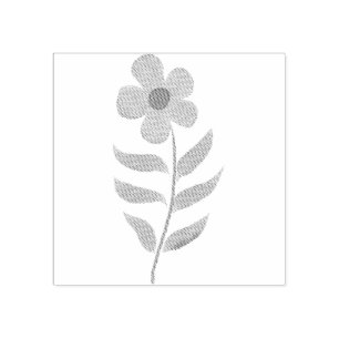 Yellow Floral Watercolor Ink Rubber Stamp