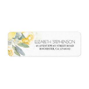 Yellow Floral Watercolor Label