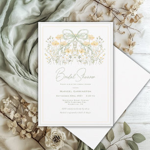 Yellow Floral Watercolor Modern Bridal Shower Invitation