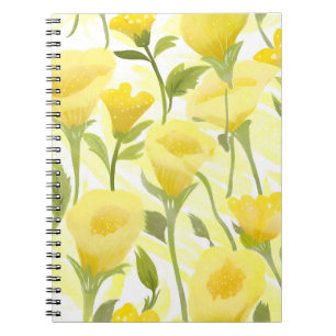 Yellow Floral Watercolor Painting Notebook