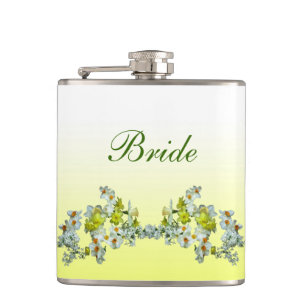 Yellow Floral Wedding Brides Flask