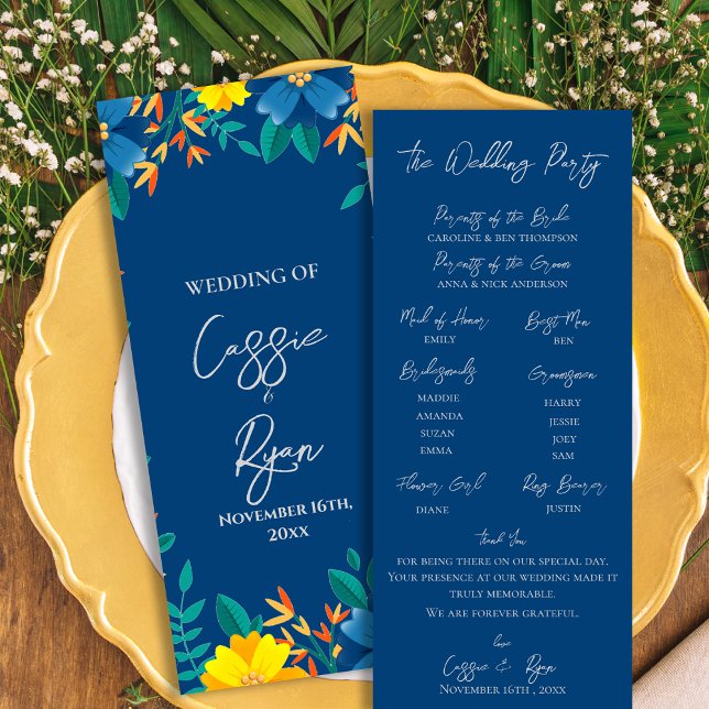 Yellow Floral Wedding Ceremony Details Program (Yellow Floral Wedding Ceremony Details Program)