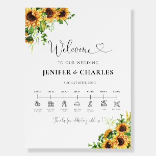 Yellow Floral Wedding Day Icons Timeline  Foam Board