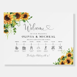 Yellow Floral Wedding Day Icons Timeline  Foam Board