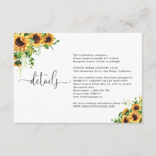 Yellow Floral Wedding Details Enclosure   Card
